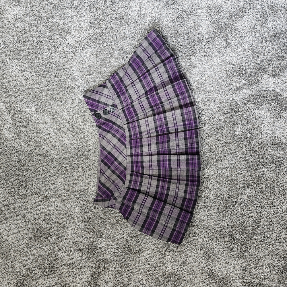 Plaid Purple and Gray Women's Skirt